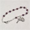 Baby Rosary Bracelet, 4mm Amethyst Crystal, Pewter Medals, # 98348