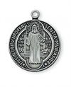 Satin Silver Finished Pewter Pendant, St. Benedict, # 98550