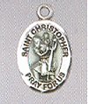 Sterling Enameled Oval St. Christopher Medal, 7/16