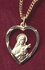 St. Theresa Gold On Sterling Heart Medal
