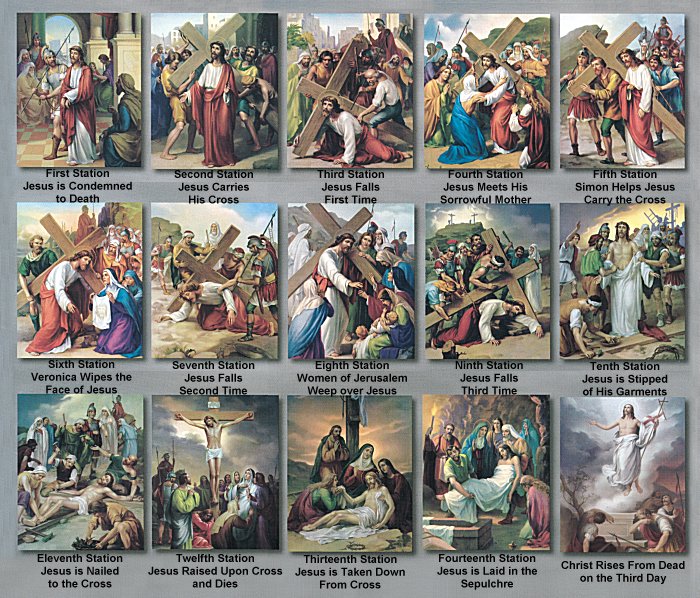 Stations of Cross Poster Set 15 pcs 12" x 16"