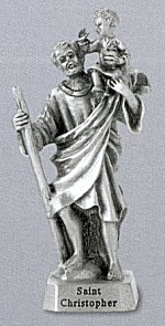St Christopher Pewter Statue - 2 5/8 Inch