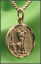 St. Christopher 14kt Gold Filled, 17/32 In. Medal, your Choice of Chain # 3182