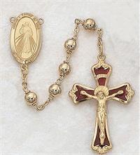 Divine Mercy Rosary, 6mm Gold Plate Beads, Gold Plated Crucifix & Center, # 98055