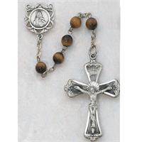 Rosary, 6mm Genuine Tiger Eye, Sterling Crucifix and Center, # 1588