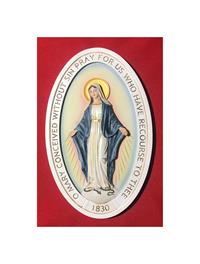 Click image for larger or smaller. 8" Miraculous Medal Plaque, Full Color Veronese Resin, # 17691