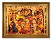 Adoration of The Magi Picture, 24"x31" Antique Gold Finish Frame with Rope Detail, Italian Print # 22095