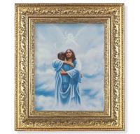 Welcome Home Picture, 12-1/2"x14-1/2, Antique Gold Leaf Carvings Ornate Frame, Italian Print Under Glass # 25597