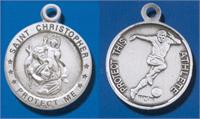 Sterling 7/8" St. Christopher Sport with Your Choice of Chain, Soccer, # 27274