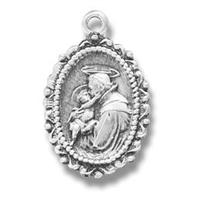 Sterling Silver 5/8" St. Anthony Medal, Your choice of chain, # 29374