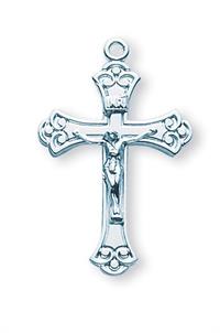 1" Polished Crucifix, Sterling Silver, Your Choice of Chain, # 41974