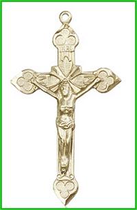 1-7/8" Crucifix, Solid 18kt Gold, Free Chain, # 45549