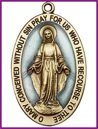 Keychain, Bronze Oxide Finish, Miraculous with Blue Enamel, 1-5/8", # 45751