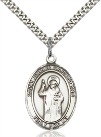 Click image for larger or smaller. 1"x3/4" Sterling Silver St. John of Capistrano Medal, Your Choice of Chain, # 54093