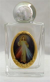 Divine Mercy Glass Holy Water Bottle, 1 oz, 2.25", Made in Italy, 4-Count Value Pack, # 64173