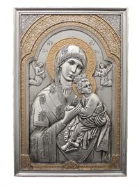 9" Our Lady of Perpetual Help Wall Plaque, Pewter Finish Resin, # 65053