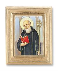 Gold Framed Print, 3-3/4"x4-3/4", Easel back, St. Benedict, # 65417