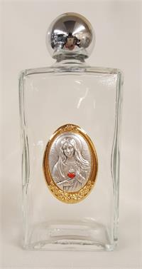 Immaculate Heart of Mary Glass Holy Water Bottles, 8oz, 5" Made in Italy, 3-Count Value Pack, # 67701
