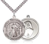 Divina Misericordia Spanish Medal, Sterling Silver, 1" Round, Your Choice of Chain, # 8191