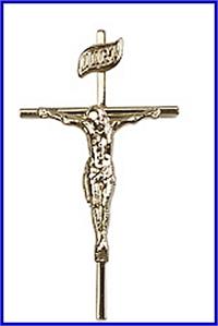 Click image for larger or smaller. 1" Thin Crucifix in Solid 18kt Gold, Free Chain, # 45627