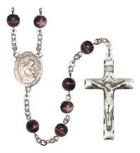 Blessed Herman the Cripple Rosary, 7mm Brown Glass Beads, Silver Plate, # 12550