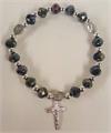 Miraculous Medal Elastic Bracelet, Dark Aurora Borealis Beads, 12-Count Value Pack, # 12
