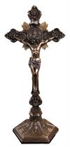 Veronese St. Benedict Crucifix, Stands or Hangs, Cold Cast Bronze with Highlights, # 16944