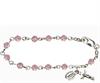 Infant Rosary Bracelet, Silver Finish, 4mm Light Rose Swarovski Beads, 5.5