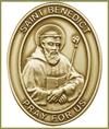 Visor Clip, Bronze Oxide Finish, St. Benedict, 1-5/8