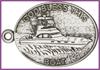 Keychain, Silver Oxide Finish, God Bless This Boat, 2-1/4