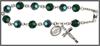 Silver Plate 8mm Swarovski Aurora Borealis Rosary Bracelet, Emerald, # 48700