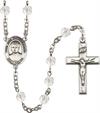 6mm Fire Polished Silver Plate St. Jose Luis Sanchez del Rio Rosary, Crystal, # 66103