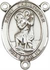 St. Christopher Rosary Center, Sterling Silver, 3/4