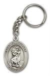 Keychain, St. Christopher, Silver Oxide Finished Pewter, 1-3/8