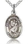 Fine Pewter Oval St. Christopher Charm Medal, 1/2