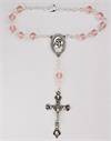 Auto Rosary, Silver Oxide Crucifix and Center, October / Rose, # 96235