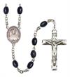 Blessed Emilie Tavernier Gamelin Rosary, 8x6mm Black Onyx Beads, Silver Plate, # 13765